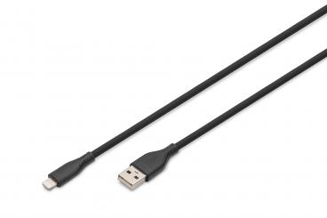 Lightning Silikon Anschlusskabel, USB-A - Lightning 0,5m, schwarz 