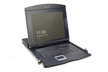 17" LCD KVM Konsole, 16-Port CAT 5, spanische Tastatur 